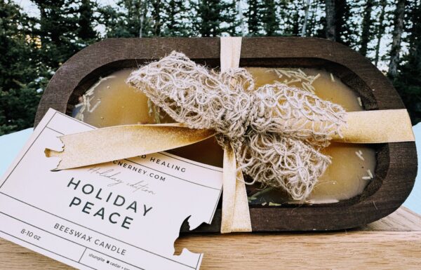 8-10 oz Bees Wax Bowl Candle with Holiday Peace